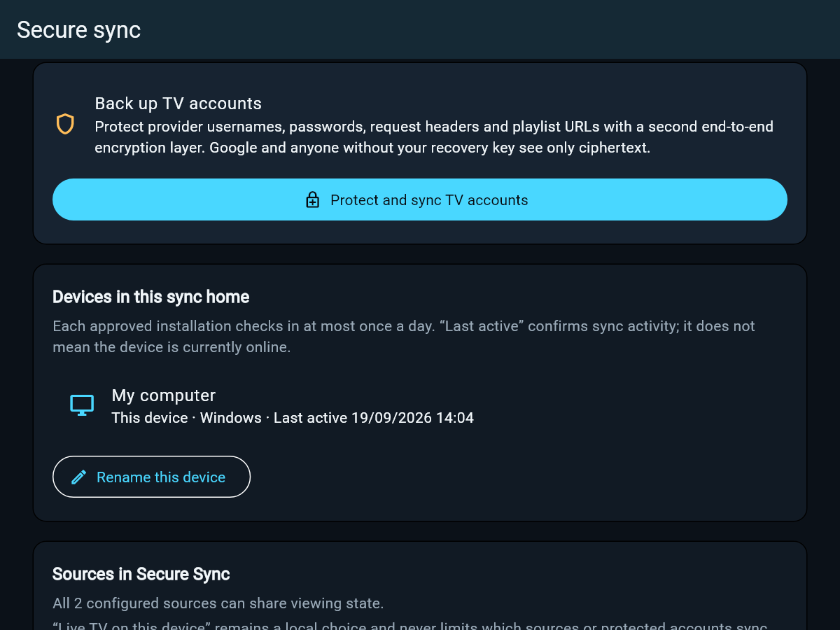 Protect your TV accounts in TellyForge using example data
